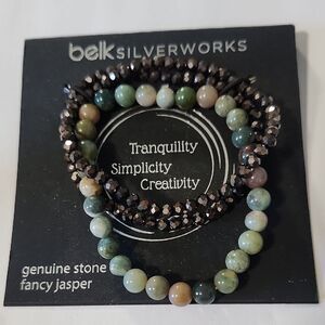 Belk Silverworks Genuine Stone Fancy Jasper Bracelet Set